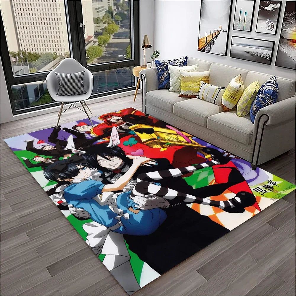 Navak Carpet 3D Anime Black Butler Cartoon Carpet Rug for Home Living Room Bedroom Sofa Doormat Decor,kids play Area Rug Non-slip Floor Mat