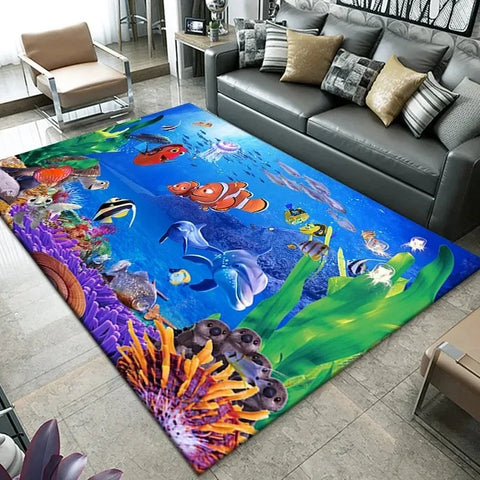 Navak Carpet3D Beach Sea Waves Pattern Carpet Door Floor Mat Fish Doormat Non-slip Floor Mat Living Room Rug Home Room Bedroom Decoration