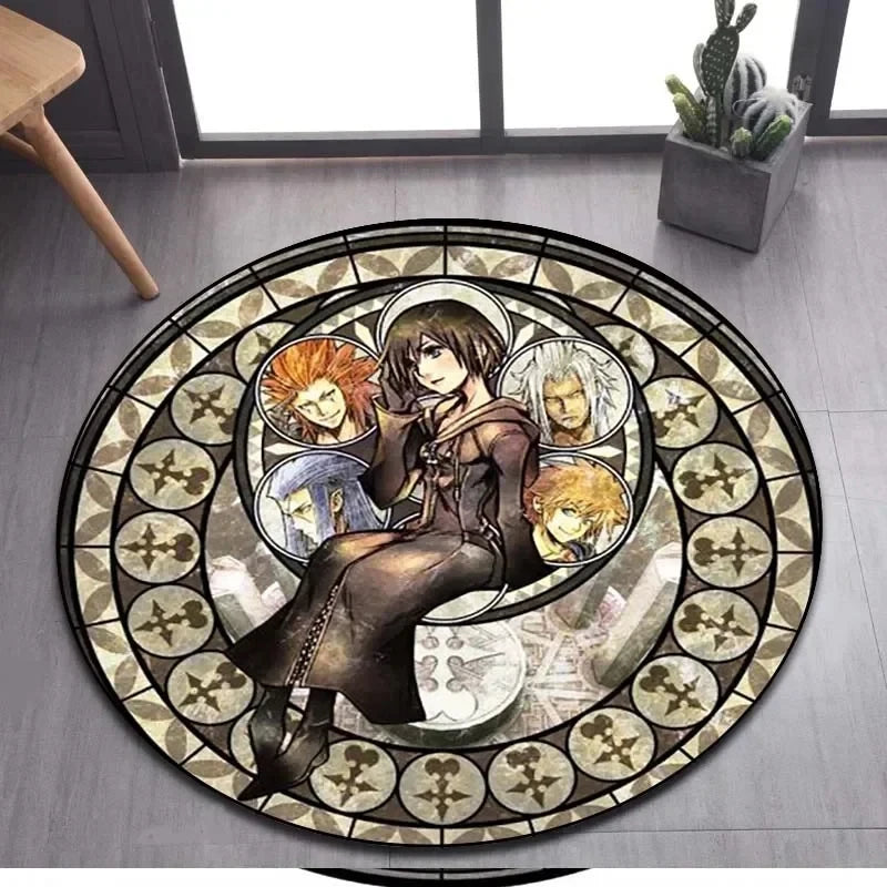Navak Carpet Daily Picks DISNEY Kingdom Hearts Cartoon Pattern Area Rug Round Floor Mat Kid Living Room Carpet Bathroom Kitchen Doormat Decorate