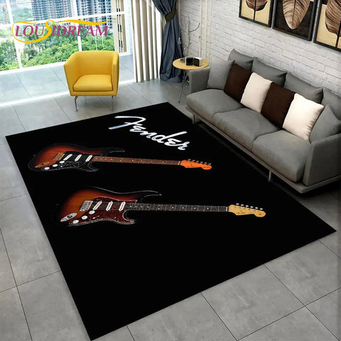 Navak Carpet Classical Guitar Electric Guitar Bass Area Rug,Carpet Rug for Living Room Bedroom Sofa Doormat Decor,Kid Game Non-slip Floor Mat