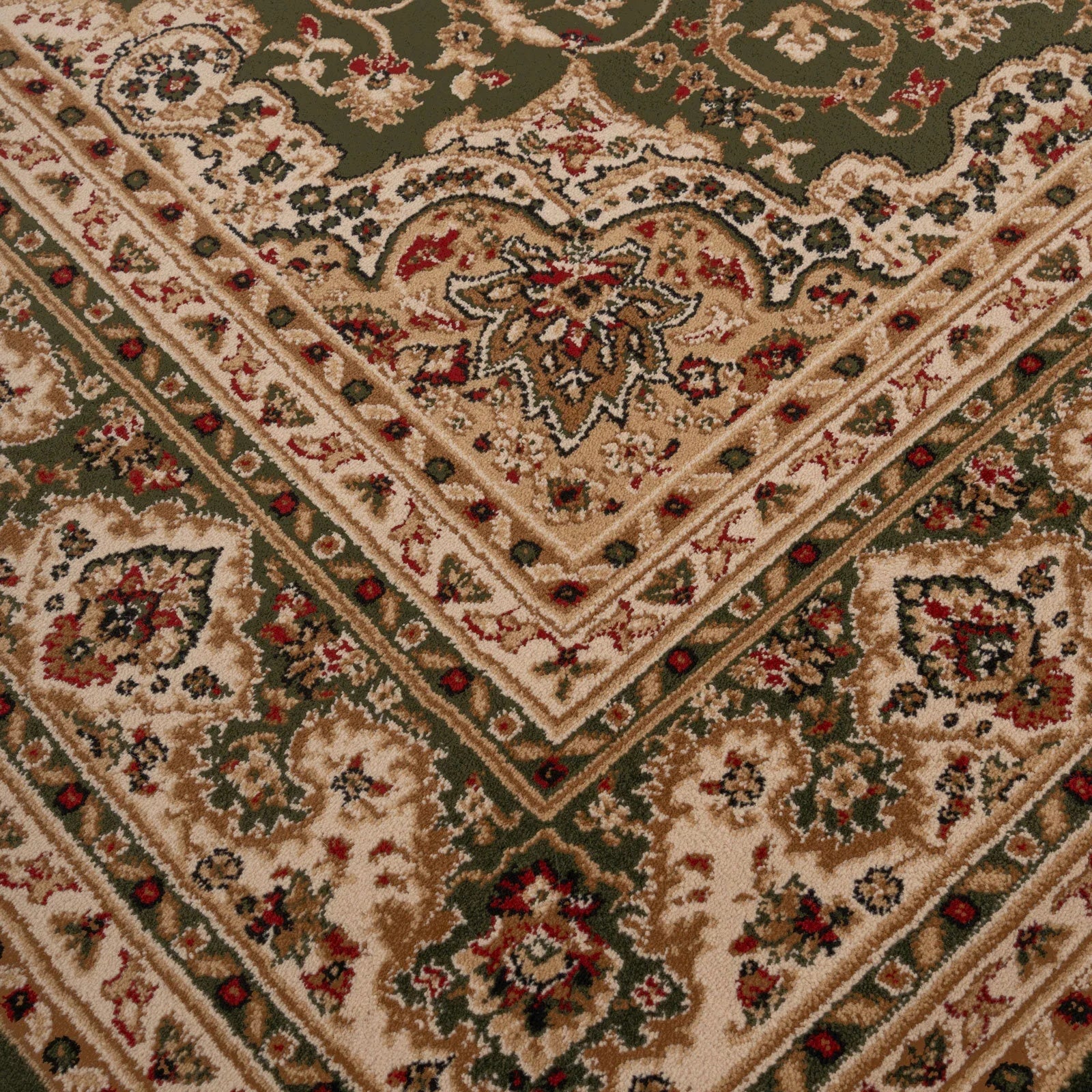 Navak Carpet Dark Green Gold Beige Traditional Bordered Oriental Medallion Classical Home Decor Floral Living Room Bedroom Rug Fireside Mat