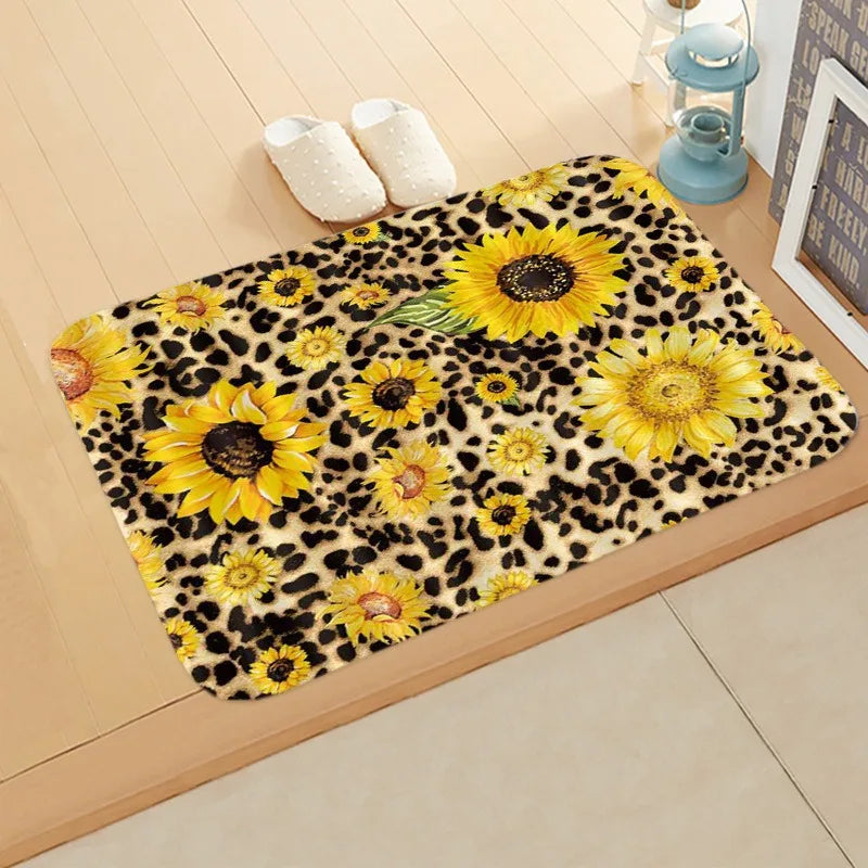 Navak Carpet Sunflower Entrance Welcome Door Mat Flowers Bedroom Bedside Decor Carpet Non-slip Bathroom Kitchen Foot Rugs for Indoor Home