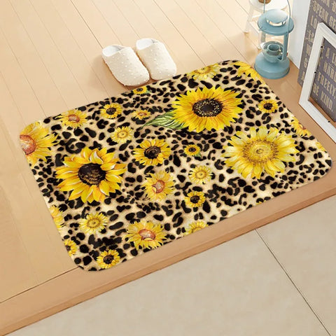 Navak Carpet Sunflower Entrance Welcome Door Mat Flowers Bedroom Bedside Decor Carpet Non-slip Bathroom Kitchen Foot Rugs for Indoor Home