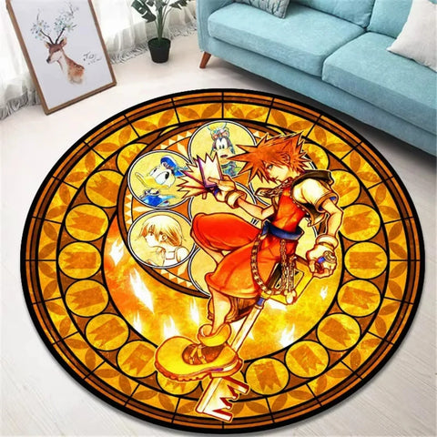 Navak Carpet K-Kingdom Heart Themed Round Carpet for Living Room and Bedroom NonSlip Floor Mat Rug for Gaming Enthusiast Birthday Gift Idea