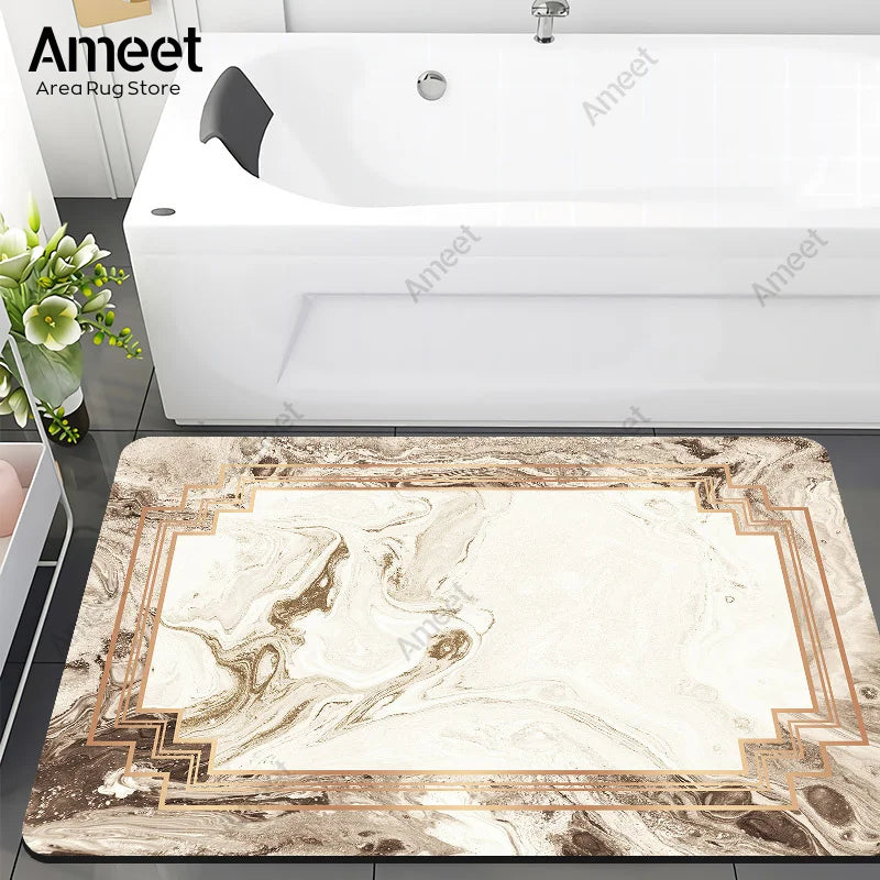 Navak Carpet Super Absorbent Floor Bath Mat Bathroom Shower Anti-slip Carpet Quick Dry Rubber Door Mat Nordic Luxury Marble Rug Home Decor