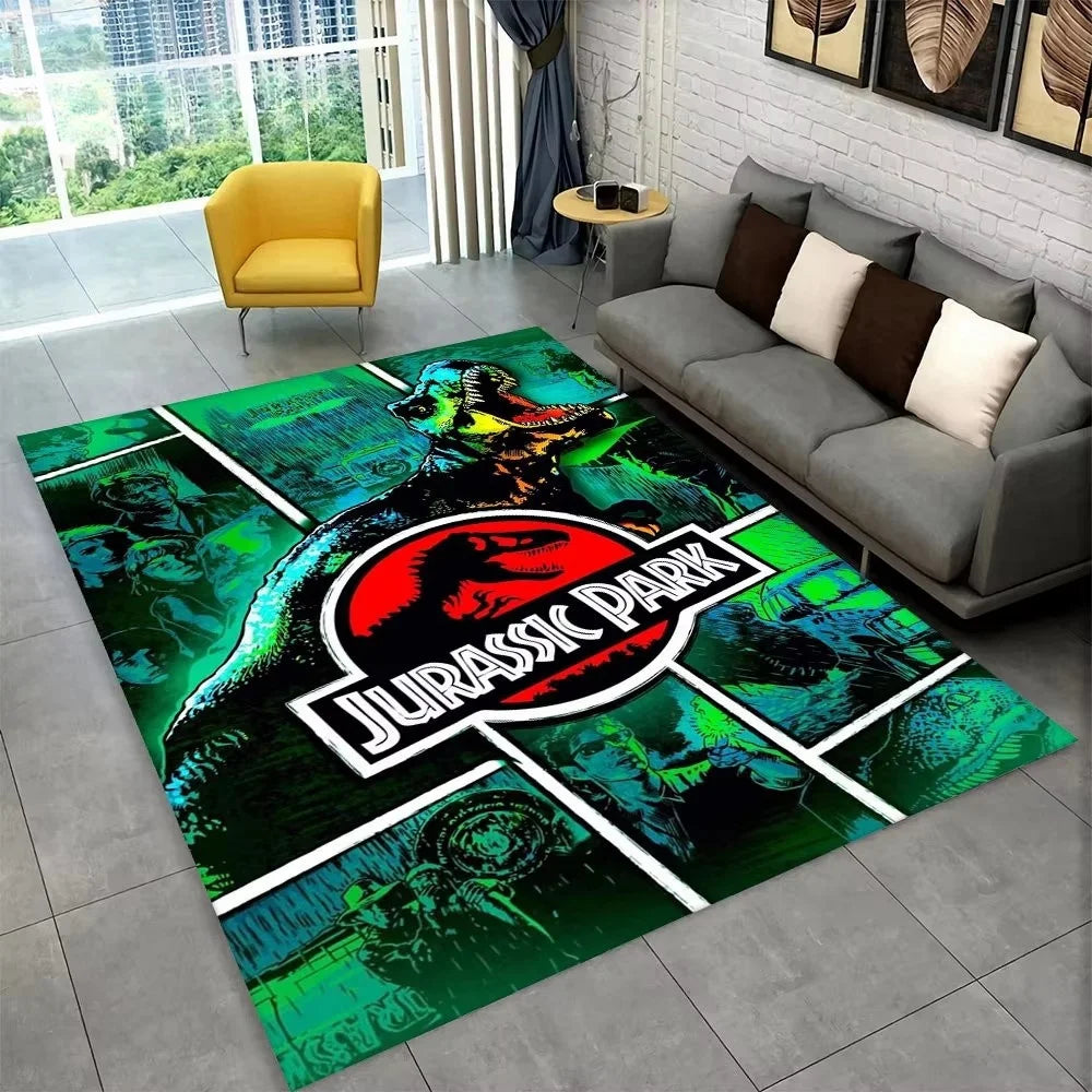 Navak Carpet 3D J-Jurassic Park Dinosaur Carpet Large Area Rug Bedroom Kids’ Playroom Floor Mat Non-Slip Living Room Decor Fun Sofa Accent