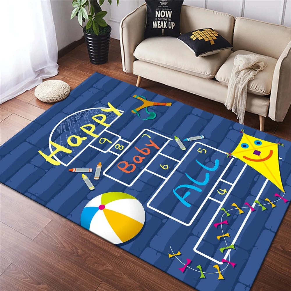 Navak Carpet Cartoon Hopscotch Flannel Carpet for Bedroom Living Room Bedside Girl Room Floor Mats Home Decor Layout Sofa Cushion Rug