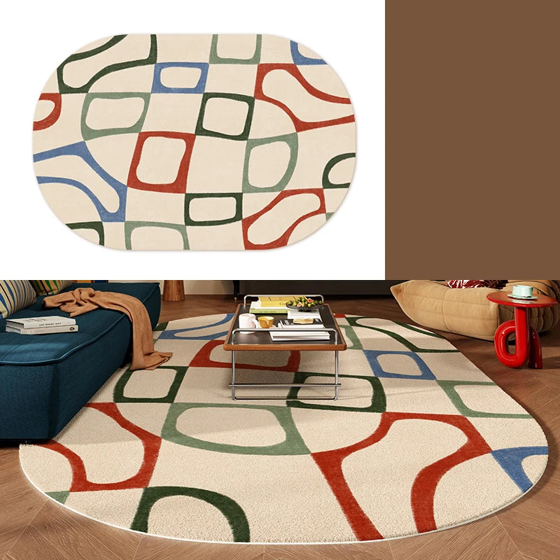 Navak Carpet Living Room Carpet Sofa Coffee Table Rug Irregular Non-slip Floor Mat Machine Washable Soft Bedroom Rugs Retro Home Decoration