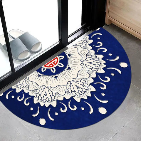 Navak Carpet Chinese Semi-circular Floor Mats Japanese Style Crane Printed Door Entrance Non-slip Floor Mats Balcony Carpet Hallway Porch Rug