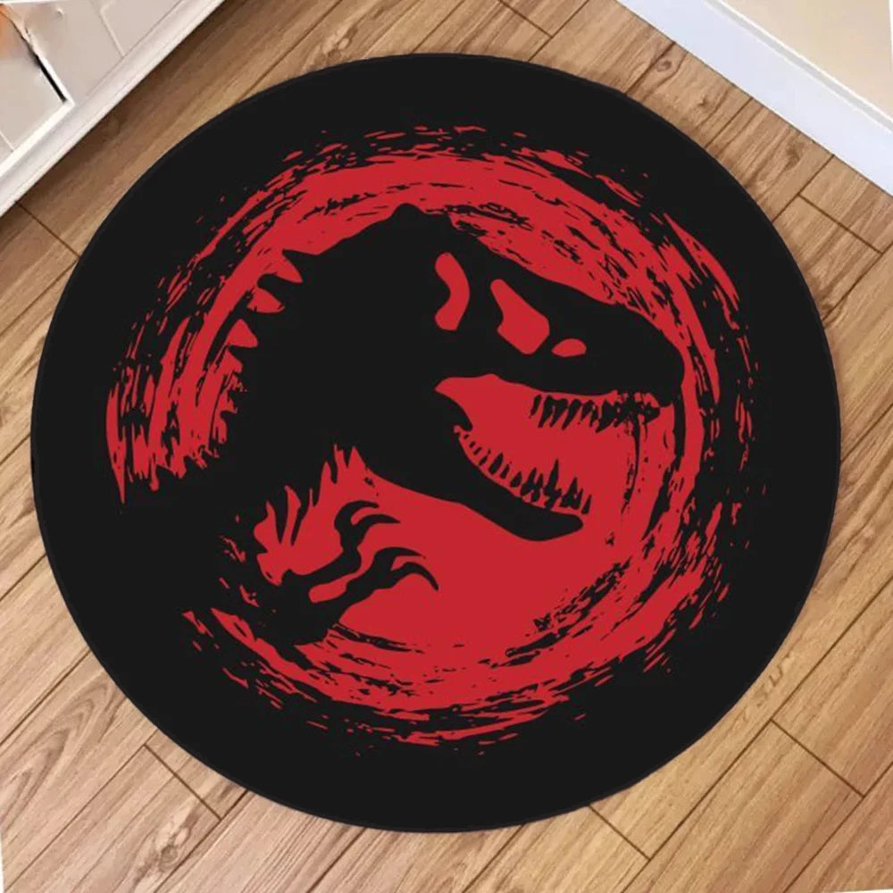 Navak Carpet Cartoon Dinosaur Print Round Carpet Non Slip Circular Rugs for Children Bedroom Decor Home Living Room Sofa Balcony Hallway Mat