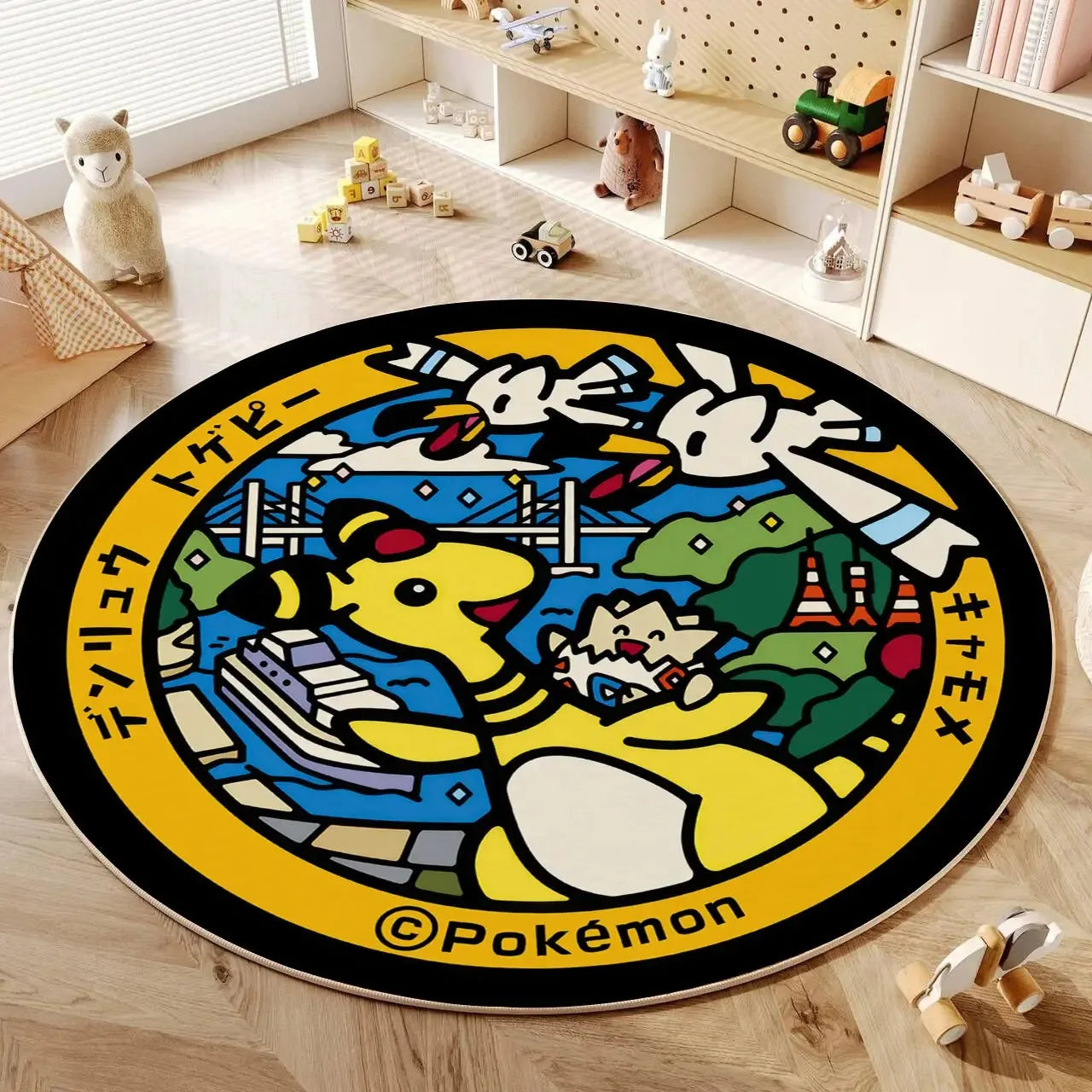Navak Carpet Daily Picks Disney Anime Cartoon Pokemonzd Round Floor Mat Living Room Bedroom Rugs Cute Child Non-Slip Washable Carpet Home Decor