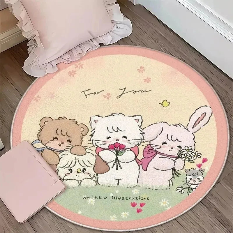 Navak Carpet Daily Picks DISNEY Kawaii Mikko Mousse Circular mat Souffle Cammy Latte cute Bedside Living Room bedroom Carpet Floor Decor Girls Rug