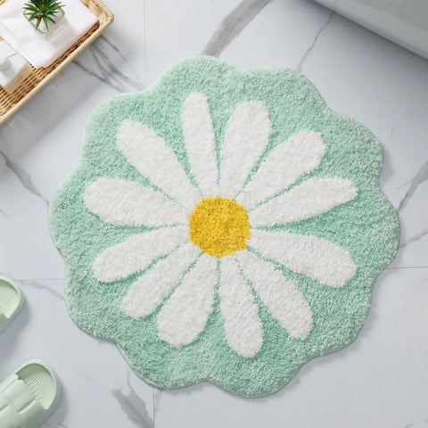 Navak Carpet Non Slip Flower Rug Flocking Tufted Daisy Bath Door Mat Imitation Cashmere Washable Baby Crawling Carpet Bedroom Living Room