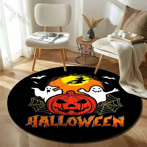Navak Carpet Head Bat Castle Halloween Round Rugs Carpet Child Room Floor Mats Playroom Upholstery Living Room Bedroom Fashion Gaming Rug