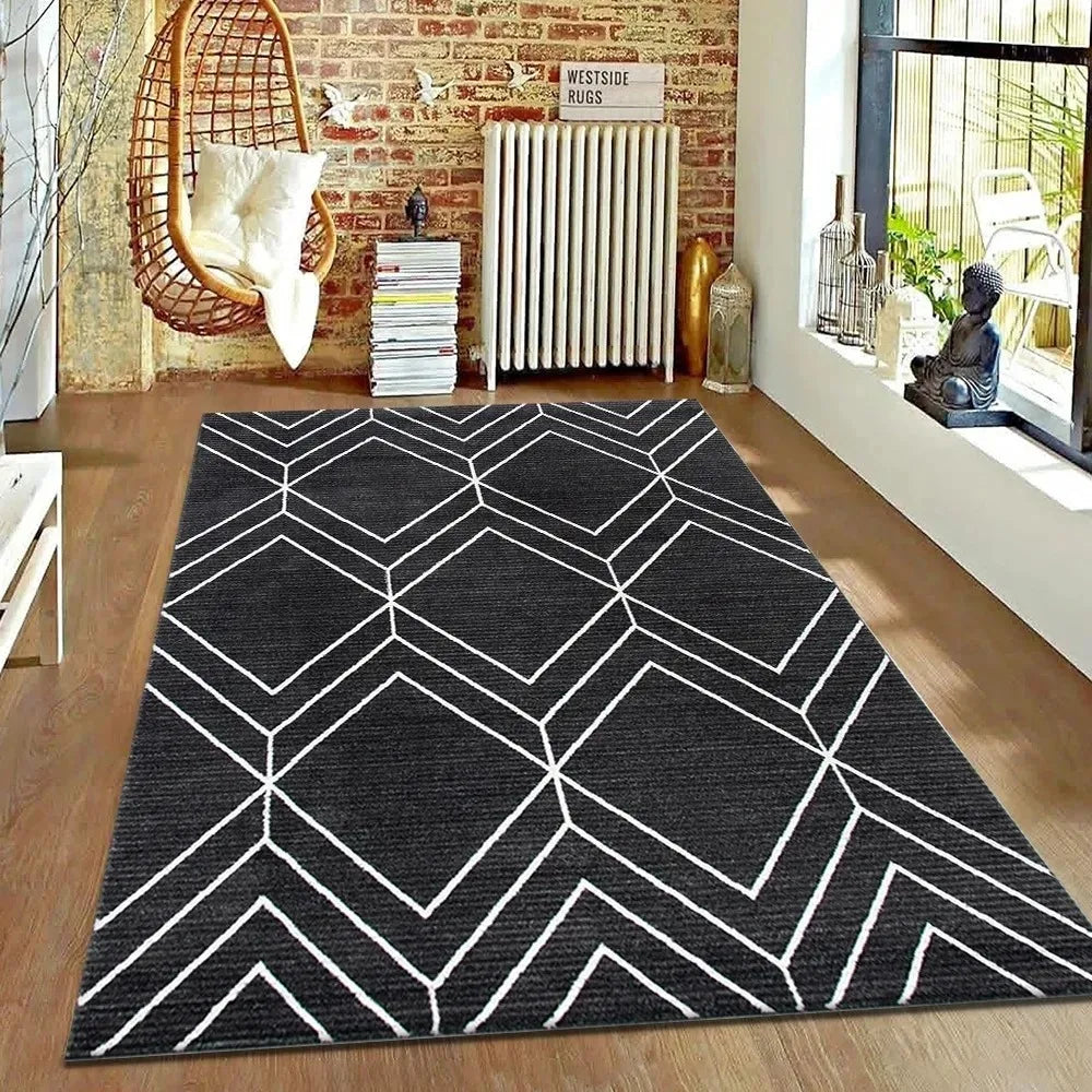 Navak Carpet Brown Geometric Living Room Carpet Nordic Minimalist Art Rug for Hotel Homestay Retro American Style Decor Non Slip Floor Mat