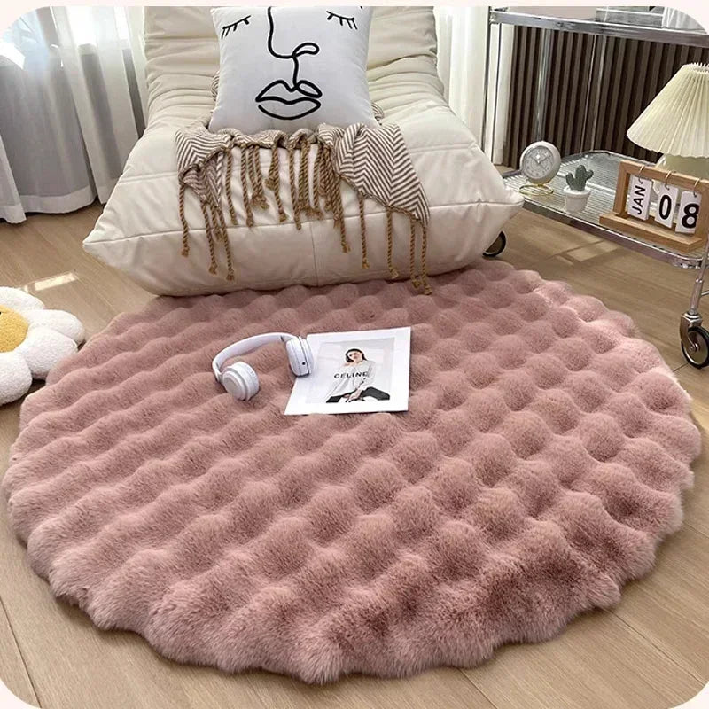 Navak Carpet Nordic Round Carpets for Living Room Plush Floor Mat  Soft Area Rugs  Bedroom Bedside Fluffy Mat Non Slip Shaggy Rug Room Decor