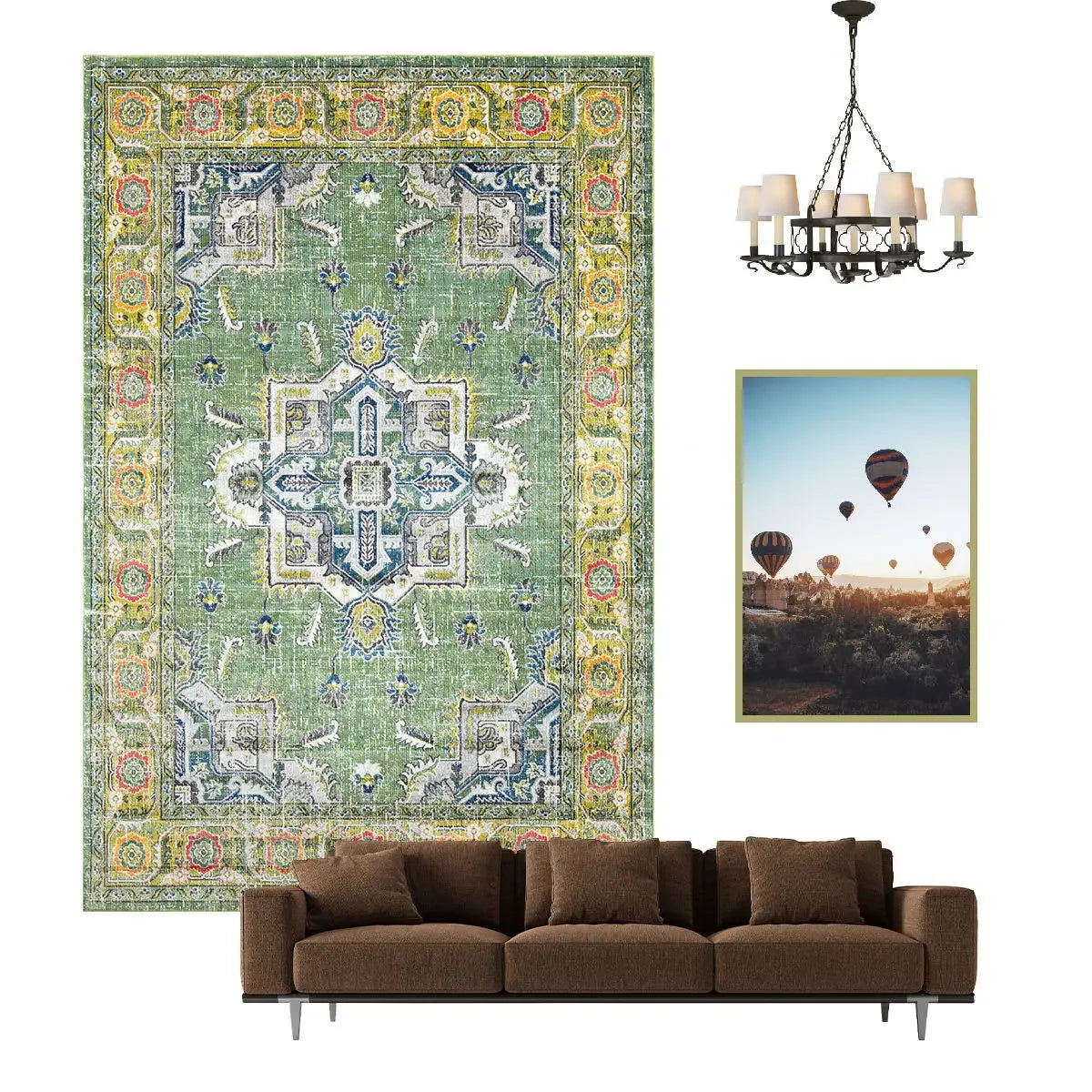 Navak Carpet Nordic Ethnic Style Retro Carpet Living Room Decoration Carpets Home Bedroom Non-slip Rug Persian Court Pattern Large Area Mat