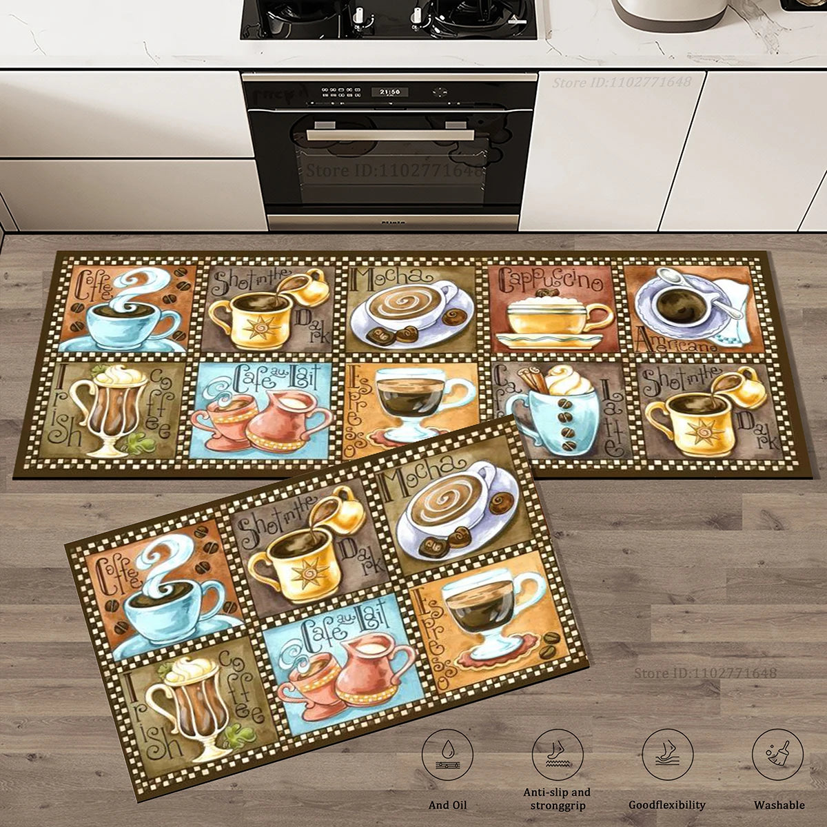 Navak Carpet Coffee Kitchen Rugs Non-Slip Absorbent Bedroom Luxury Entrance Doormat Washable Anti Fatigue Carpet Long Large Waterproof Mat