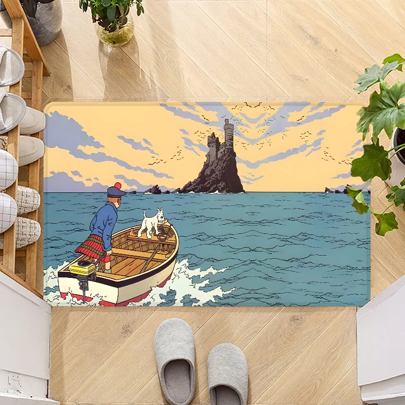 Navak Carpet The Adventures of Tintins Door Mat Entrance Non-slip Doormat Washable Kitchen Carpet Hallway Rugs Bathroom Bath Door Mats