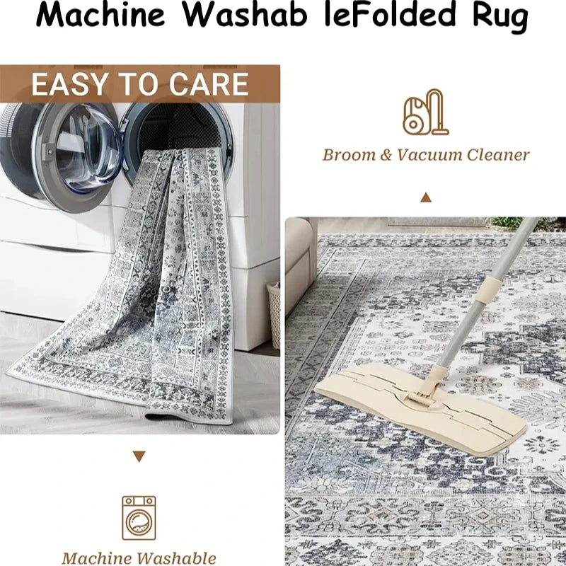 Navak Carpet Pink Vintage Living Room Carpet Nordic Style Light Luxury Art Bedroom Rug Machine Washable Foldable Non-slip Coffee Table Mat 러그