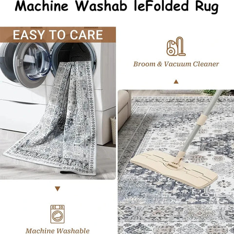 Navak Carpet Pink Vintage Living Room Carpet Nordic Style Light Luxury Art Bedroom Rug Machine Washable Foldable Non-slip Coffee Table Mat 러그