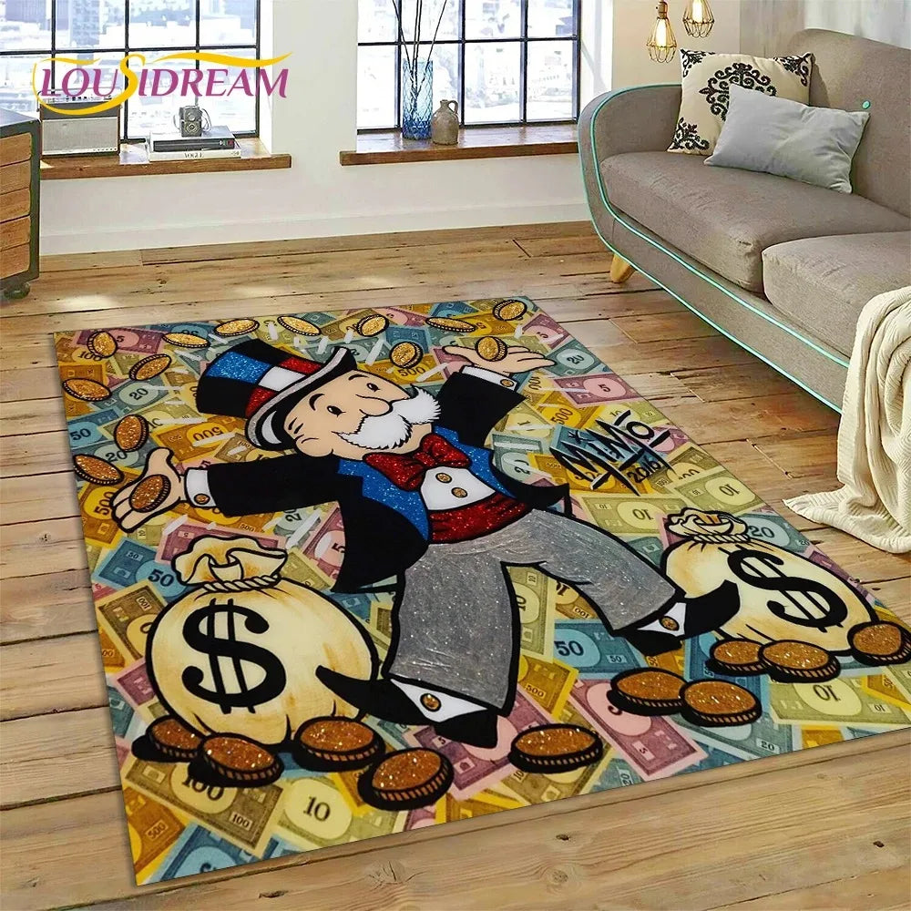 Navak Carpet Game Dollar Monopoly Cartoon Carpet Cute Money Rug For Living Room Bedroom Home Bathroom Floor Mat Non-slip Decoration Sofa