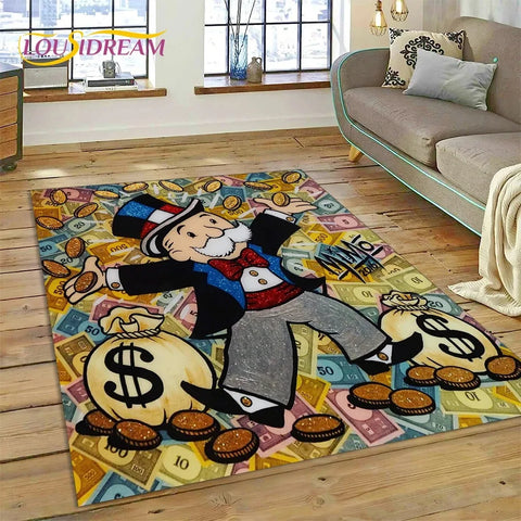 Navak Carpet Game Dollar Monopoly Cartoon Carpet Cute Money Rug For Living Room Bedroom Home Bathroom Floor Mat Non-slip Decoration Sofa