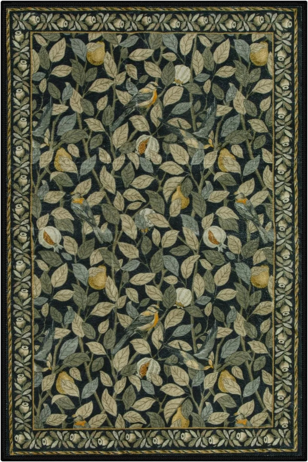 Navak Carpet Green Plant Retro Area Rug – Non-Slip Machine Washable Living Room Carpet, Soft Large Floor Mat for Bedroom Home Decor