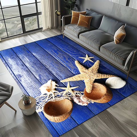 Navak Carpet 2025 New Starfish Beach Shell Sea Star Sand Carpet Rug for Living Room Bedroom Home Sofa Decoration,Kids play Non-slip Floor Mat