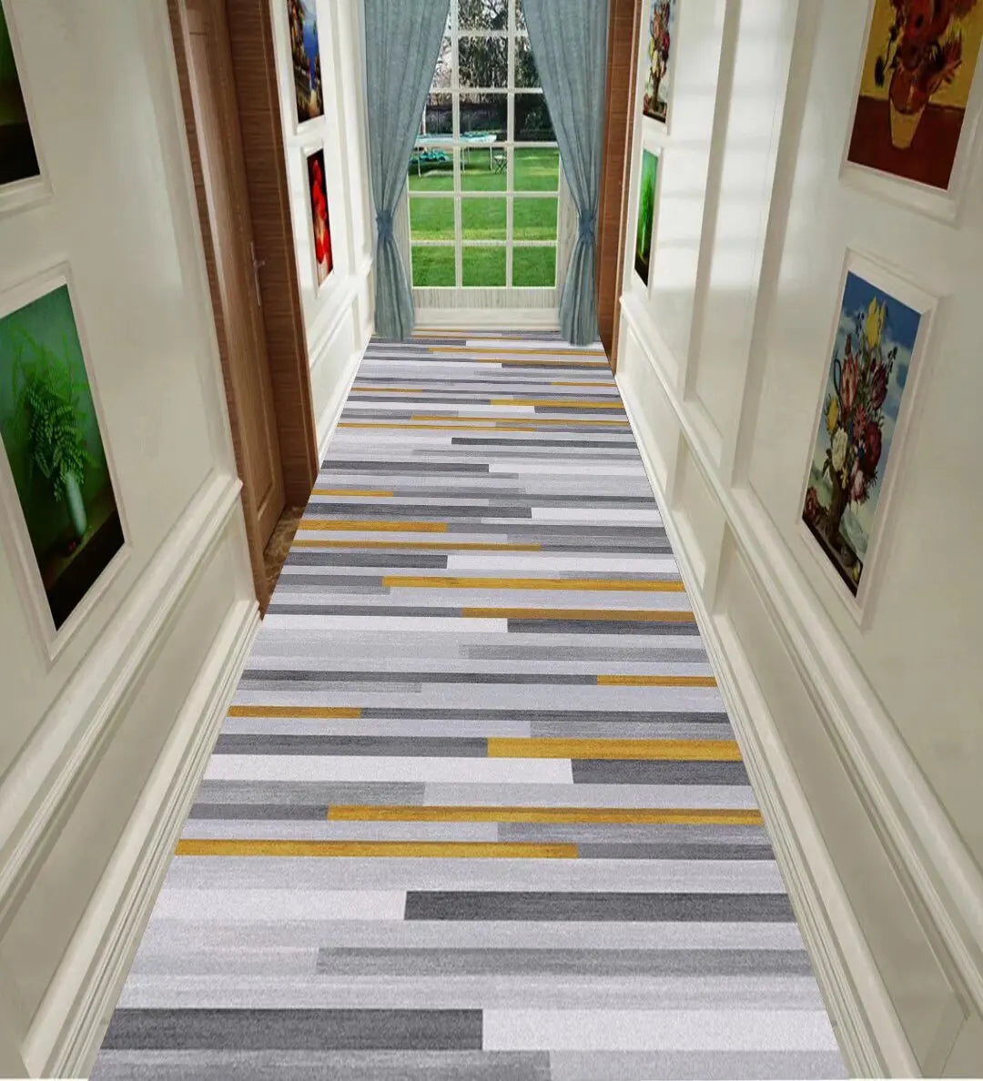Navak Carpet Nordic Modern Villa Long Corridor Carpet Runner Hall Passageway Home Large Rugs Stairway Comfortable Durable Washable Floor Mat