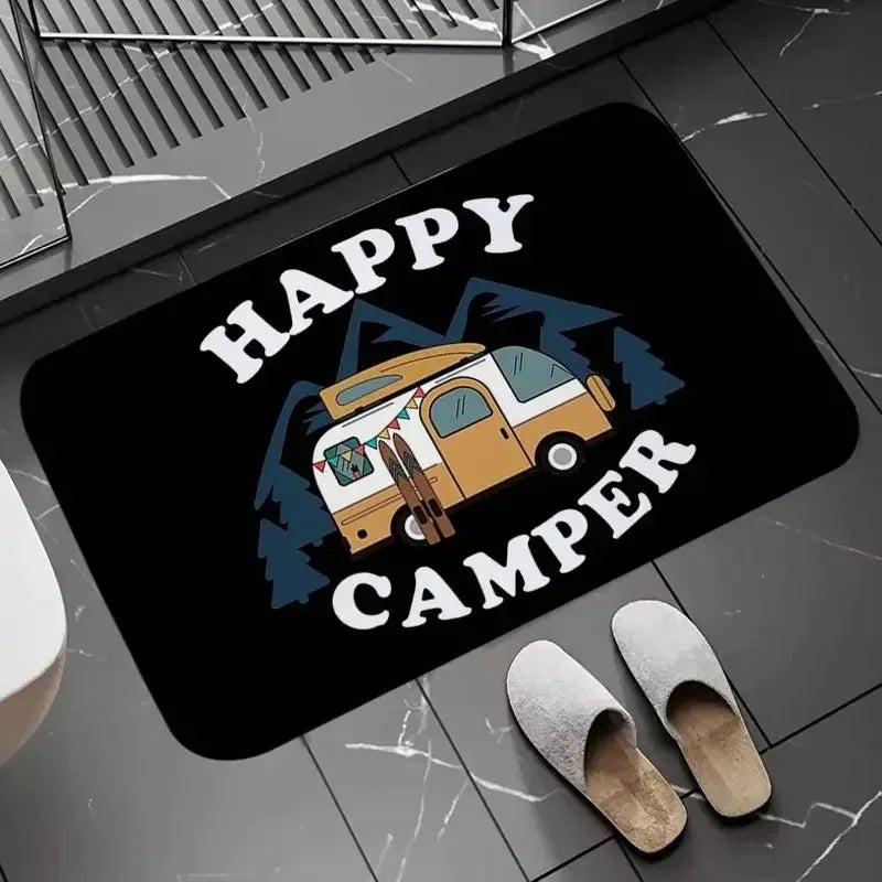 Navak Carpet Happy Campers Rug Non-slip Floor Mat Machine Washable Entrance Carpet for Hallway Bedroom Kitchen and Home Accessories Decor