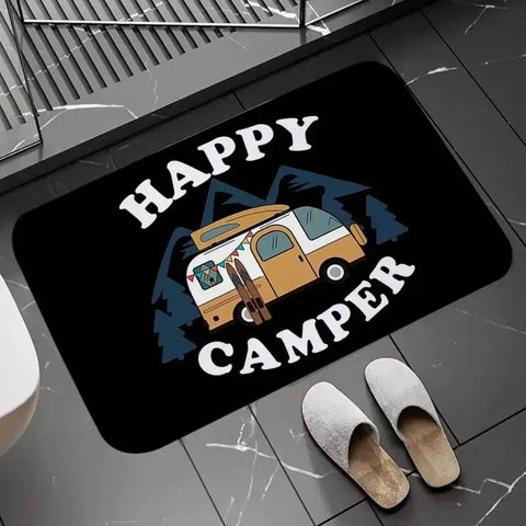 Navak Carpet Happy Campers Rug Non-slip Floor Mat Machine Washable Entrance Carpet for Hallway Bedroom Kitchen and Home Accessories Decor