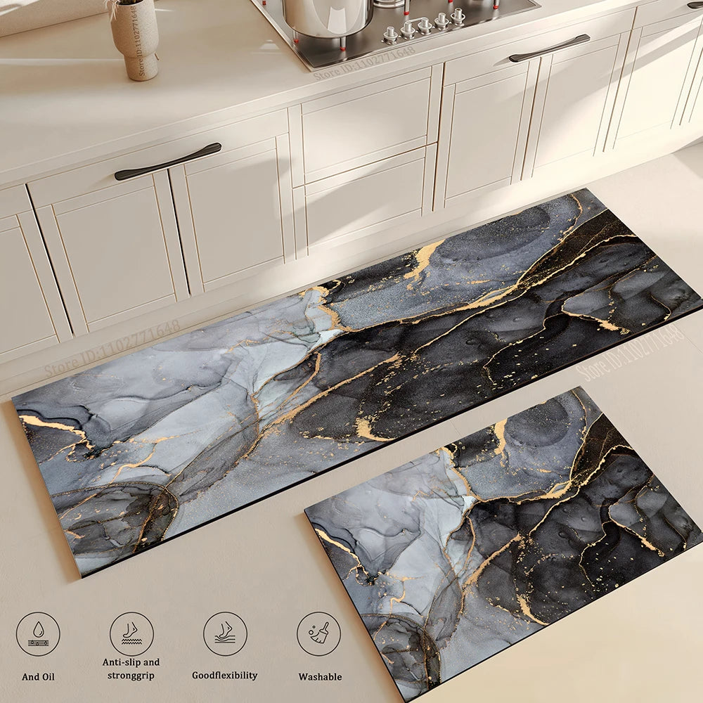 Navak Carpet Marble Kitchen Rug Hallway Entrance Doormat Home Living Room Children Bedroom Floor Decor Carpet Bathroom Door Non-Slip Foot Mat
