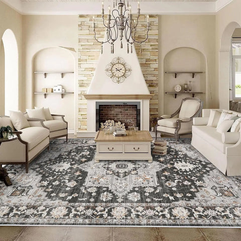 Navak Carpet Washable Oriental Area Rug  Rugs for Living Room Soft Carpet for Bedroom Waterproof Floral Distressed Indoor Stain