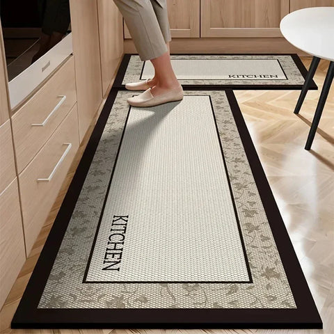 Navak Carpet Carpet for Kitchen Floor Mat Pvc Leather Waterproof Non-slip Long Rug Oil-proof Foot Mats Pink Flower Home Decoration Rugs