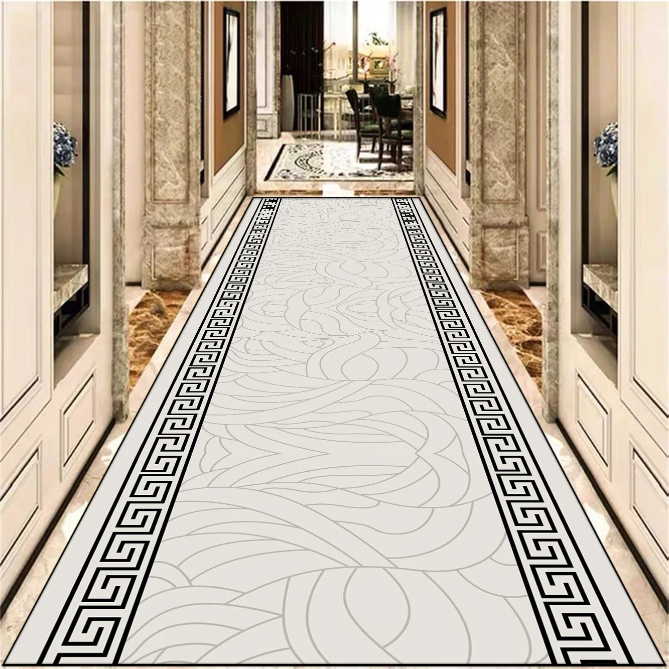 Navak Carpet European Decoration Long Corridor Carpet Gorgeous Hallway Carpets Non-slip Stairway Rug Home Runner Aisle Floor Mat Customizable