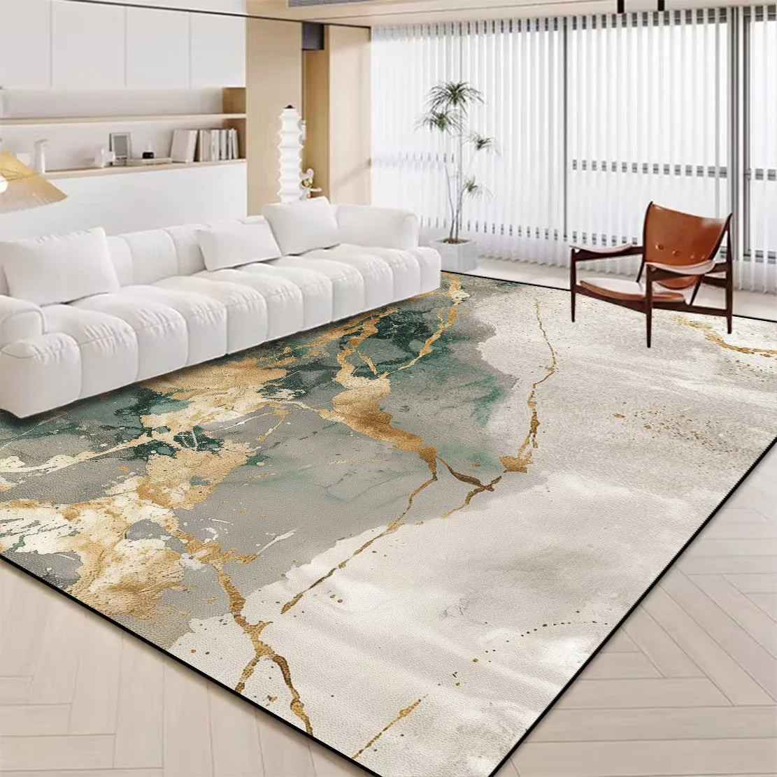 Navak Carpet Luxury White Marble Carpet for Living Room Nordic Gold Decoration Home Tapis Non-slip Washable Rugs for Bedroom Ins Floor Mat 러그