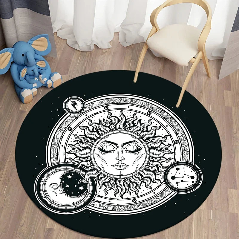 Navak Carpet Nordic style sun moon circular carpet living room bed bath children's  floor decoration non slip  mat