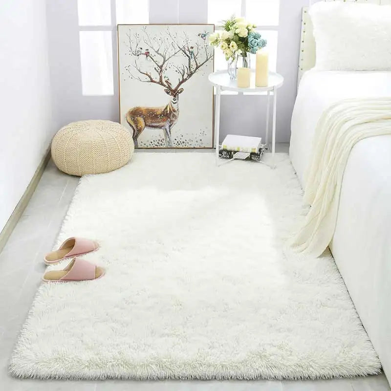 Navak Carpet Shag Living Room Silk Wool Carpet Home Bedroom Bed Full Floor Mat Nordic Sofa Non-Slip Mat Simple Wind Plush Cushion
