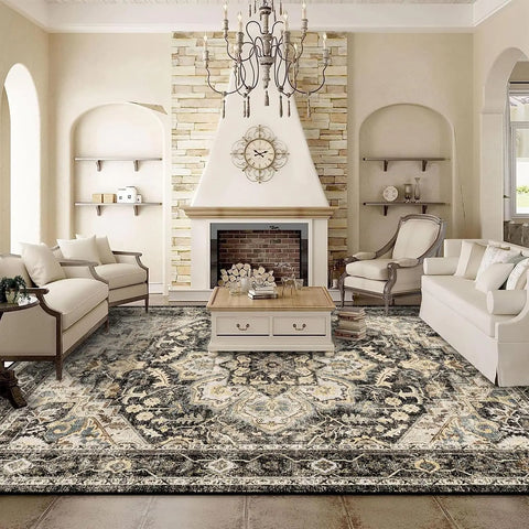 Navak Carpet Washable Oriental Area Rug  Rugs for Living Room Soft Carpet for Bedroom Waterproof Floral Distressed Indoor Stain