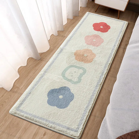 Navak Carpet  Cartoon Faux Lamb Wool Bedroom Bedside Rugs Lovely Rabbit Pink Bed Area Carpet Soft No Icy Feet for Girls Children Bed Room Rug