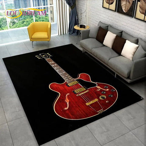 Navak Carpet Classical Guitar Electric Guitar Bass Area Rug,Carpet Rug for Living Room Bedroom Sofa Doormat Decor,Kid Game Non-slip Floor Mat