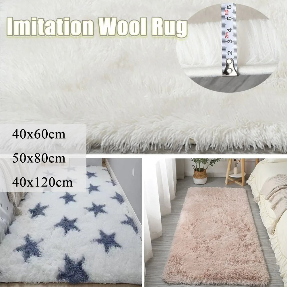 Navak Carpet New Imitation Wool Bedside Rugs Floor Protection Washable Sofa Cushion Non Slip Long Hair Carpet Home Decor