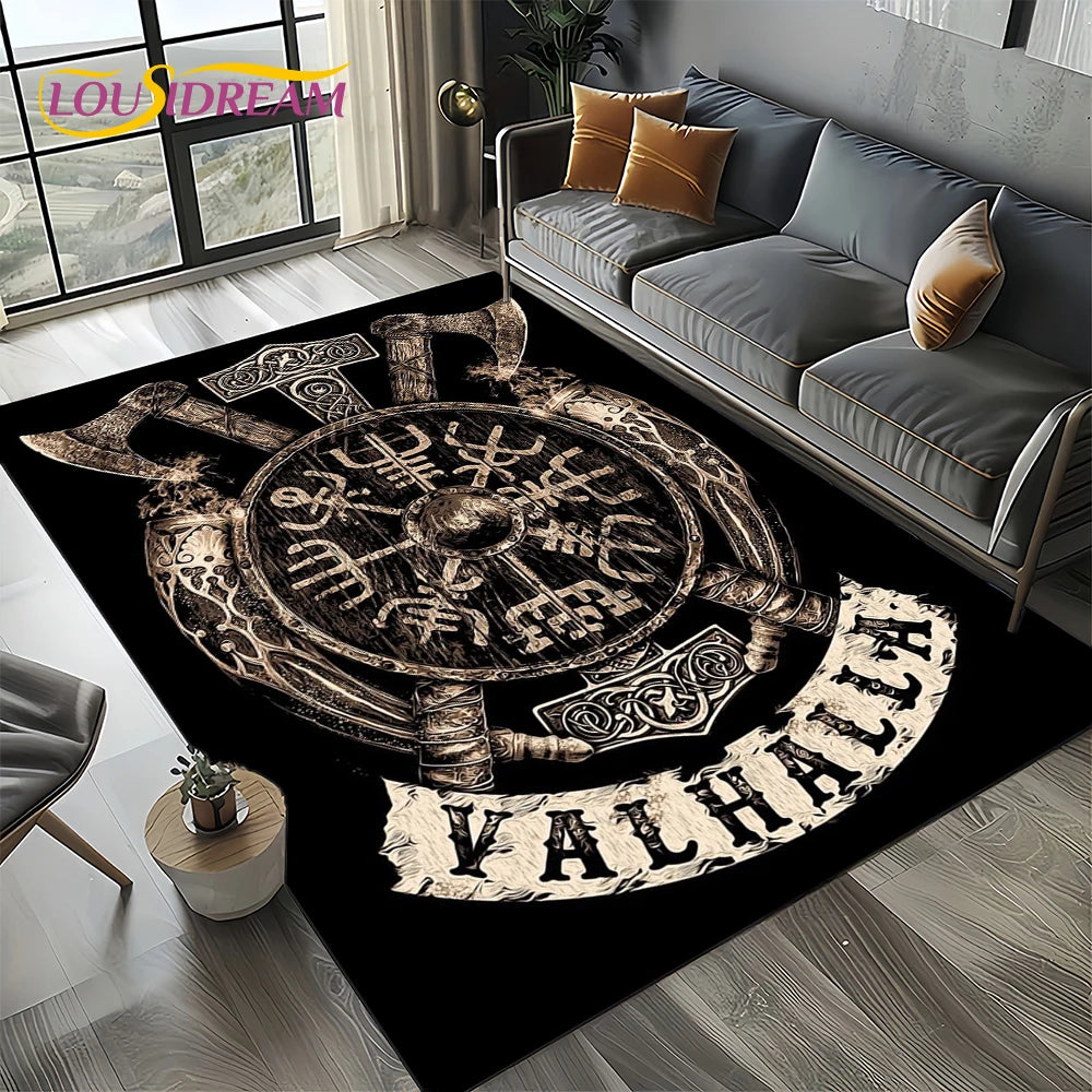 Navak Carpet Odin Viking Symbol Valknut Nordic Valhalla Carpet Rug for Living Room Bedroom Home Sofa Decoration,Area Rug Non-slip Floor Mat