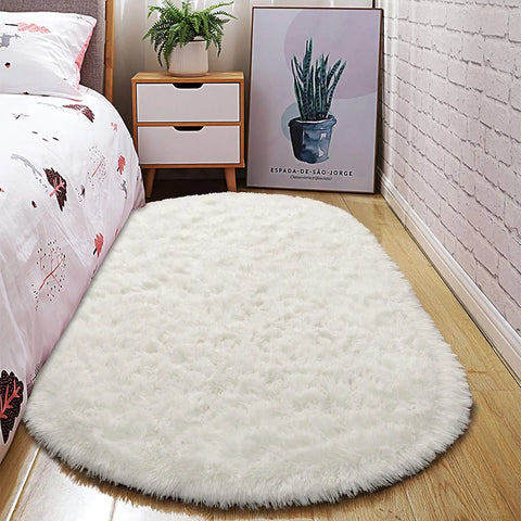 Navak Carpet Oval Fluffy Ultra Soft Area Rugs for Bedroom Plush Shaggy Carpet for Kids Room Bedside Nursery Mats, 2.6 x 5.3ft