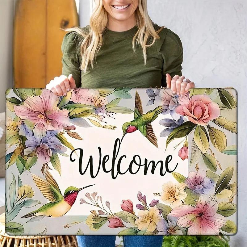 Navak Carpet 1pc Magpie Flower Fresh Doormat, Machine Washable, Polyester Fabric, Non-slip, Suitable for Bedroom Living Room Entrance