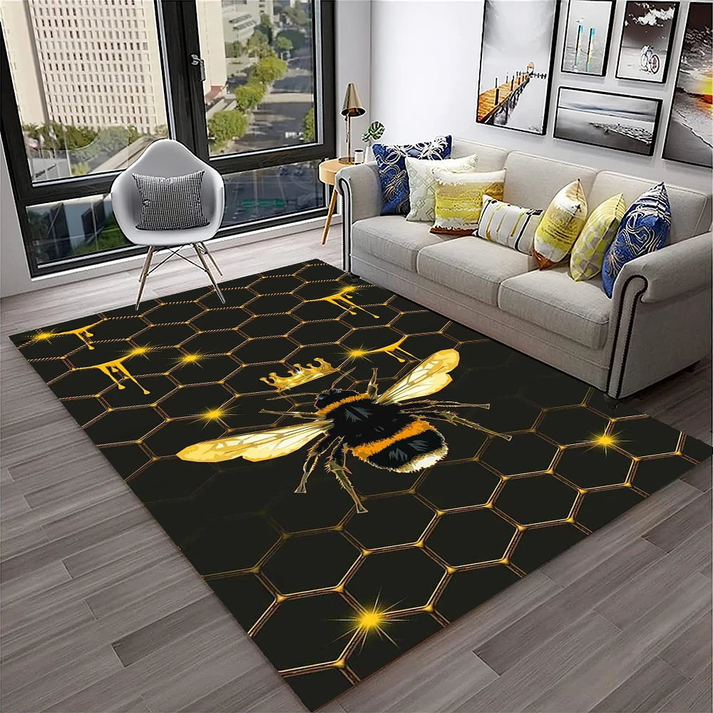 Navak Carpet Cute Bee HoneyBee Insect Cartoon 3D Carpet Rug for Home Living Room Bedroom Sofa Doormat Decor,kids Area Rug Non-slip Floor Mat