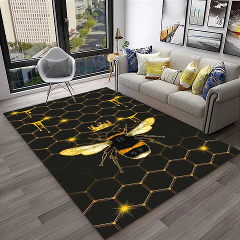 Navak Carpet Cute Bee HoneyBee Insect Cartoon 3D Carpet Rug for Home Living Room Bedroom Sofa Doormat Decor,kids Area Rug Non-slip Floor Mat