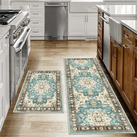 Navak Carpet Exclusive Picks1/2PCS Bohemian Kitchen Floor Mats Anti-slip Washable Bathroom Bathroom Door Mats Hallway Aisle Floor Mats Home Decoration
