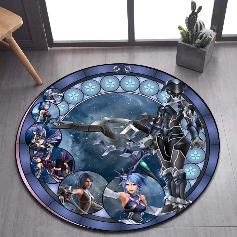 Navak Carpet Daily Picks DISNEY Kingdom Hearts Cartoon Pattern Area Rug Round Floor Mat Kid Living Room Carpet Bathroom Kitchen Doormat Decorate